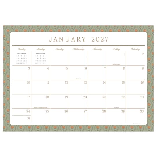 2027 Artisan Legacy Medium Desk Pad Monthly Blotter Calendar